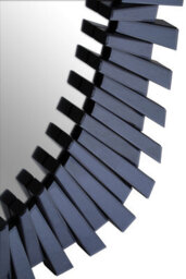 Orsina Grey Rectangular Sunburst Wall Mirror, Contemporary Starburst Accent Mirror For Living Room & Hallway - thumbnail 3
