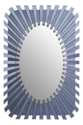 Orsina Grey Rectangular Sunburst Wall Mirror, Contemporary Starburst Accent Mirror For Living Room & Hallway - thumbnail 1