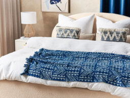 Beliani Blanket Shivpuri Cotton 130 X 180 Cm Blue - thumbnail 2