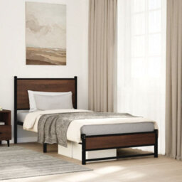 Berkfield Metal Bed Frame Without Mattress Brown Oak 80X200 Cm - thumbnail 1