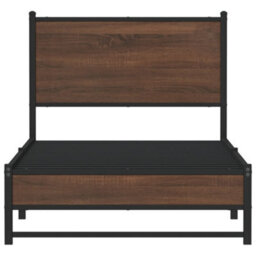 Berkfield Metal Bed Frame Without Mattress Brown Oak 80X200 Cm - thumbnail 5
