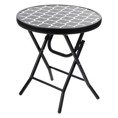 Taylor & Brown 48Cm Folding Drinks Side Table, Foldable Coffee Table, Outdoor Garden Table, Small Patio Table (Lattice - Round) - image 1