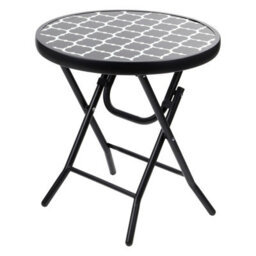 Taylor & Brown 48Cm Folding Drinks Side Table, Foldable Coffee Table, Outdoor Garden Table, Small Patio Table (Lattice - Round) - thumbnail 1