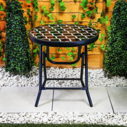 Taylor & Brown 48Cm Folding Drinks Side Table, Foldable Coffee Table, Outdoor Garden Table, Small Patio Table (Lattice - Round) - thumbnail 3