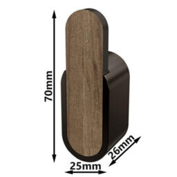 Bisk Matte Black/brown Single Hook Towel Hanger Wall Mounted Wc Bathroom Accessories - thumbnail 2