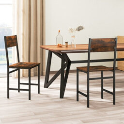 Gainoom Set Of 2 Brown Dining Chairs Armless Dinner Chairs W/ Metal Legs - thumbnail 3