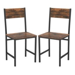 Gainoom Set Of 2 Brown Dining Chairs Armless Dinner Chairs W/ Metal Legs