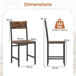 Gainoom Set Of 2 Brown Dining Chairs Armless Dinner Chairs W/ Metal Legs - thumbnail 2