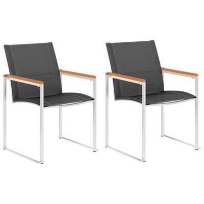 Berkfield Garden Chairs 2 Pcs Textilene And Stainless Steel Grey - image 1