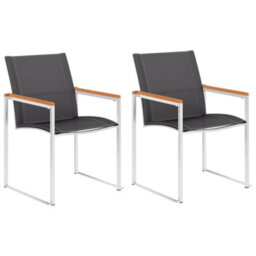 Berkfield Garden Chairs 2 Pcs Textilene And Stainless Steel Grey