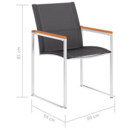 Berkfield Garden Chairs 2 Pcs Textilene And Stainless Steel Grey - thumbnail 8