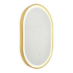 Litecraft Aves Satin Brass Led Oval Cct Bathroom Mirror With Touch Demist - thumbnail 2