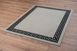 Machine Washable Greek Key Design Anti Slip Doormats Grey 67X220 Cm - thumbnail 3