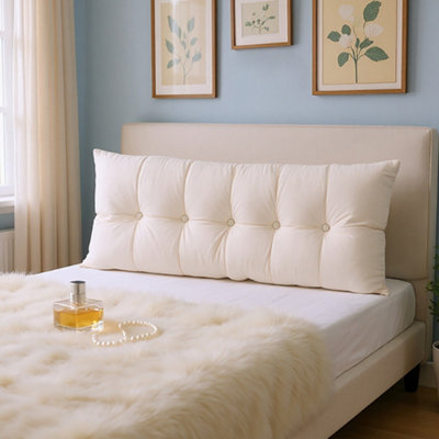 Living And Home Off-White, Removable And Washable Chenille Cushion Headboard Pillow, 150Cm W X 60Cm H - image 1