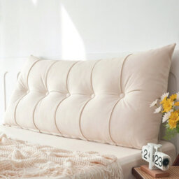 Living And Home Off-White, Removable And Washable Chenille Cushion Headboard Pillow, 150Cm W X 60Cm H - thumbnail 3