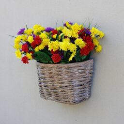 Primrose Artificial Wildflower Wall Floral Arrangement In Wicker Basket 32Cm