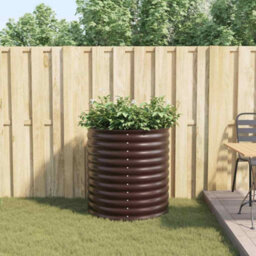 Berkfield Modern Garden Raised Bed Brown 80 X 80 X 81 Cm Steel - thumbnail 4