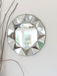 Annibells Silver Art Deco Style Geometric Round Wall Mirror (22512)