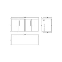Balterley Winshill Contemporary Wall Hung Vanity Unit With Laminate Worktop, Metallic Slate, 1200mm - thumbnail 2