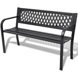 Berkfield Garden Bench 118 Cm Steel Black