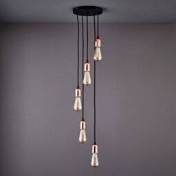 Colours Detroit Pendant Matt Black Antique Brass Effect 5 Lamp Pendant Ceiling Light, (Dia)220mm