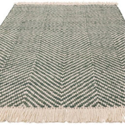 Handmade Kilim Modern Green Geometric Cotton Jute Easy To Clean Rug For Living Room And Bedroom-160Cm X 230Cm - thumbnail 4