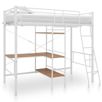 Vidaxl Bunk Bed With Table Without Mattress White Metal 90X200 Cm - image 1