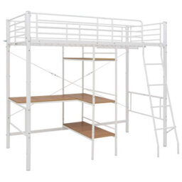 Vidaxl Bunk Bed With Table Without Mattress White Metal 90X200 Cm - thumbnail 2