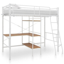 Vidaxl Bunk Bed With Table Without Mattress White Metal 90X200 Cm - thumbnail 1