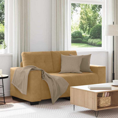 Vidaxl Loveseat Sofa With Cushion Brown Velvet - image 1