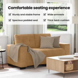 Vidaxl Loveseat Sofa With Cushion Brown Velvet - thumbnail 8