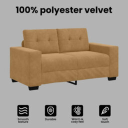 Vidaxl Loveseat Sofa With Cushion Brown Velvet - thumbnail 7