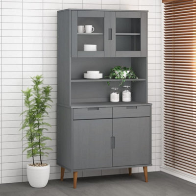 Berkfield Top For Highboard Molde Grey 90X35X100 Cm Solid Wood Pine - image 1