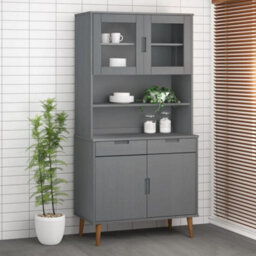 Berkfield Top For Highboard Molde Grey 90X35X100 Cm Solid Wood Pine