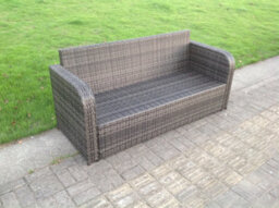 Fimous Grey Wicker Pe Rattan Garden Furniture Set Lounge Sofa Reclining Chair Outdoor Big Footstool 9 Seater - thumbnail 7