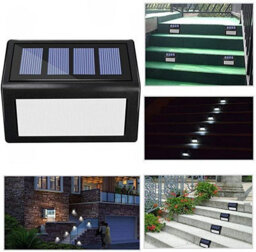 Amorly 8 Pack Solar Step Lights, 6 Led Waterproof Outdoor Deck Stair Lights, No Wiring Security Lighting For Yard, Garden, White Light - thumbnail 3
