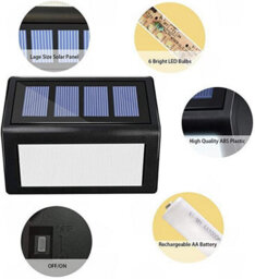 Amorly 8 Pack Solar Step Lights, 6 Led Waterproof Outdoor Deck Stair Lights, No Wiring Security Lighting For Yard, Garden, White Light - thumbnail 5