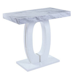 Furniture in Fashion Halo Magnesia Marble Effect Bar Table With 4 Ripple Grey Stools - thumbnail 2