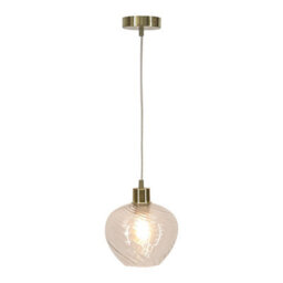 First Choice Lighting Bradson - Clear Swirl Glass With Satin Brass Pendant Fitting - thumbnail 2