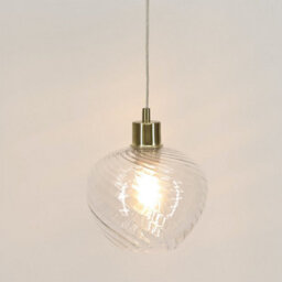 First Choice Lighting Bradson - Clear Swirl Glass With Satin Brass Pendant Fitting - thumbnail 6