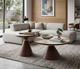 Aspect Furniture Hattie Round Walnut Sintered Stone Coffee Table,70Cm Dia,pandora/walnut - thumbnail 5
