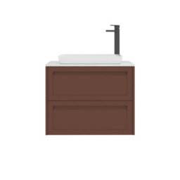 Royal Bathrooms Royal Bathroom Elmore 700mm Terracotta Clay Wall Mounted Countertop Bathroom Vanity Unit 2 Drawer With Qubix Basin - thumbnail 7