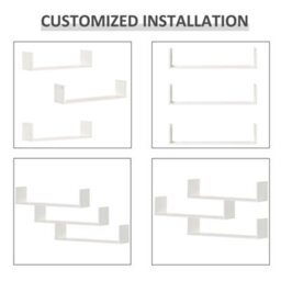Homcom Set Of 3 Wooden Floating Shelves Wall Mount Cd Dvd Storage Display White - thumbnail 4