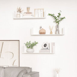 Homcom Set Of 3 Wooden Floating Shelves Wall Mount Cd Dvd Storage Display White