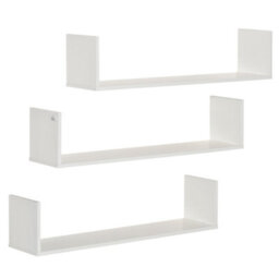 Homcom Set Of 3 Wooden Floating Shelves Wall Mount Cd Dvd Storage Display White - thumbnail 2