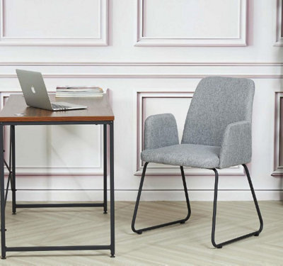 Grey Tub Armchair Padded Seat Office Chair Accent Chair Black Legs Modern - image 1