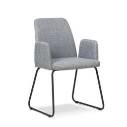 Grey Tub Armchair Padded Seat Office Chair Accent Chair Black Legs Modern - thumbnail 2