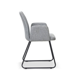 Grey Tub Armchair Padded Seat Office Chair Accent Chair Black Legs Modern - thumbnail 3