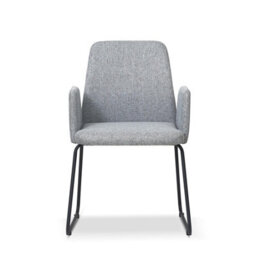 Grey Tub Armchair Padded Seat Office Chair Accent Chair Black Legs Modern - thumbnail 4