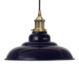 Navy Blue St Edmund's Painted Dome Pendant Light With Antique Brass Lamp Holder And Black Twisted Cable - Se Home - thumbnail 4